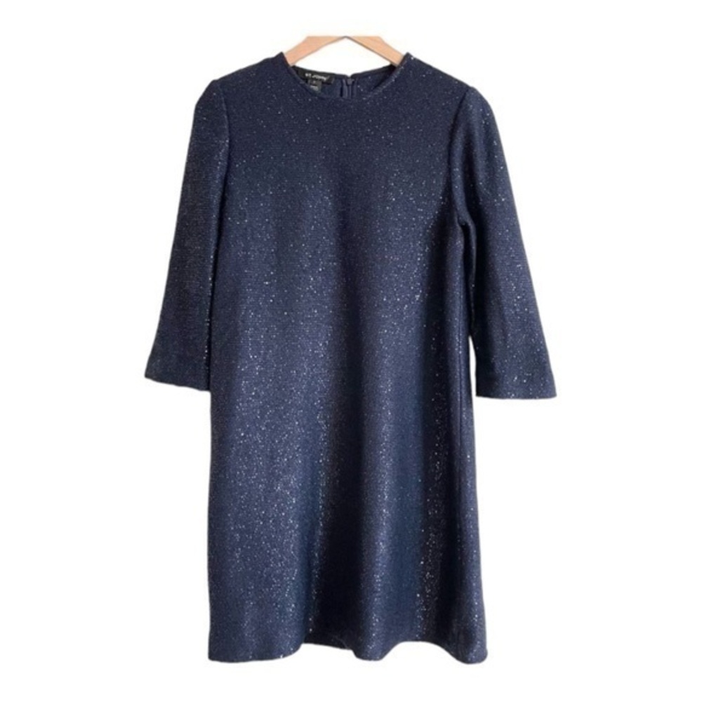 St. John Knits Prism Sequin Knit A-Line Mini-Dress in Navy Multi Size 16 NWT